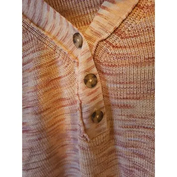 Free People Mercury‎ Heathered Henley V Neck Long Sleeve Sweater Women’s Size M - Picture 2 of 9